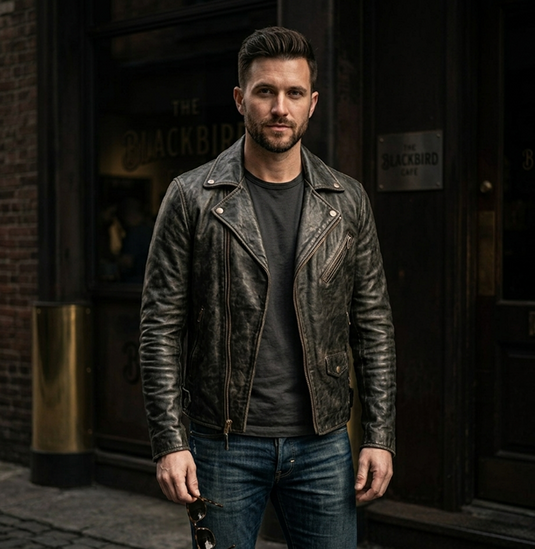 Translation missing: en.Distressed Black Biker Jacket
