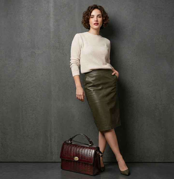 Translation missing: en.Burgundy Croc-Embossed Bag