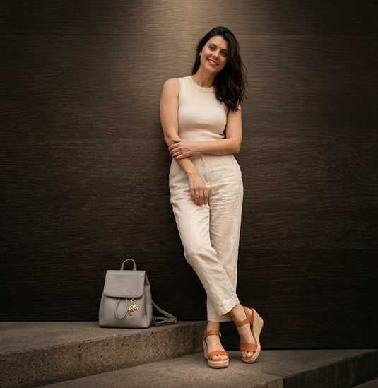Translation missing: en.Tan Leather Wedge Sandals