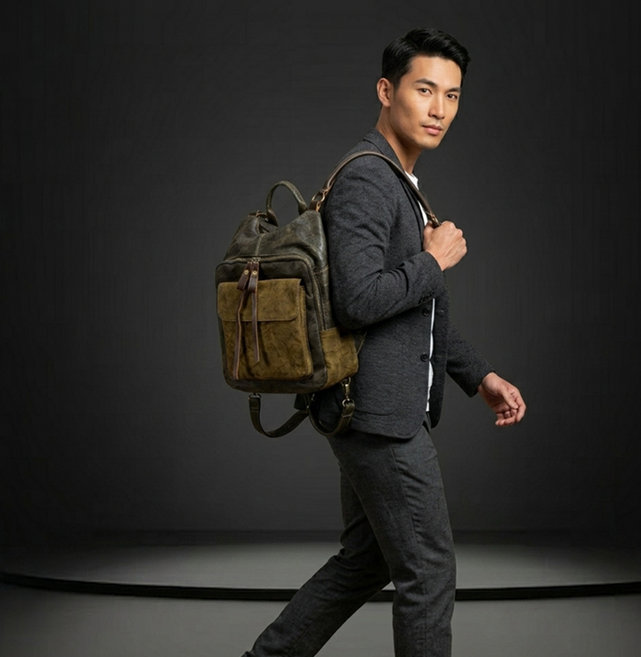 Translation missing: en.Olive Leather Backpack