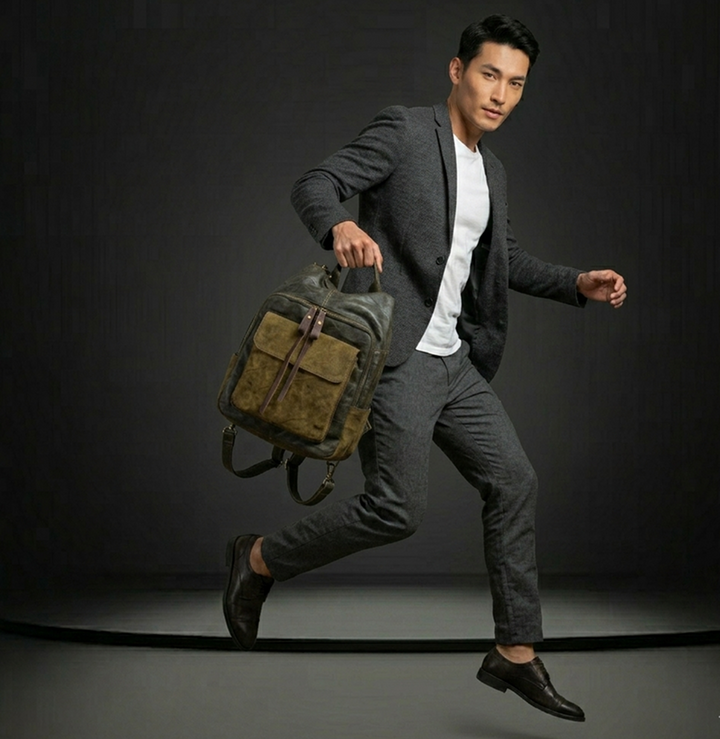 Translation missing: en.Olive Leather Backpack
