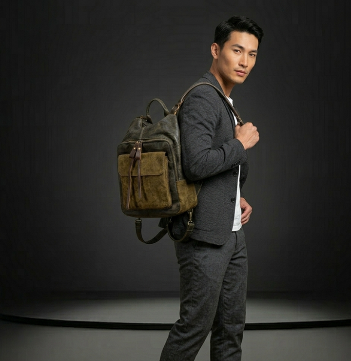Translation missing: en.Olive Leather Backpack