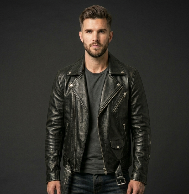 Translation missing: en.Distressed Black Biker Jacket