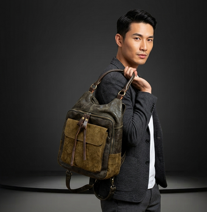 Translation missing: en.Olive Leather Backpack